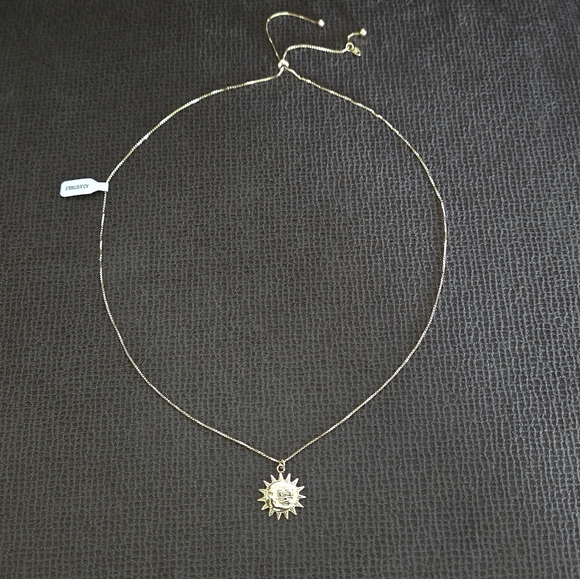 Mia Fiore Embossed Gold💛 Crescent Moon🌙 and Sun☀️ Adjustable Slide Necklace - Picture 2 of 16